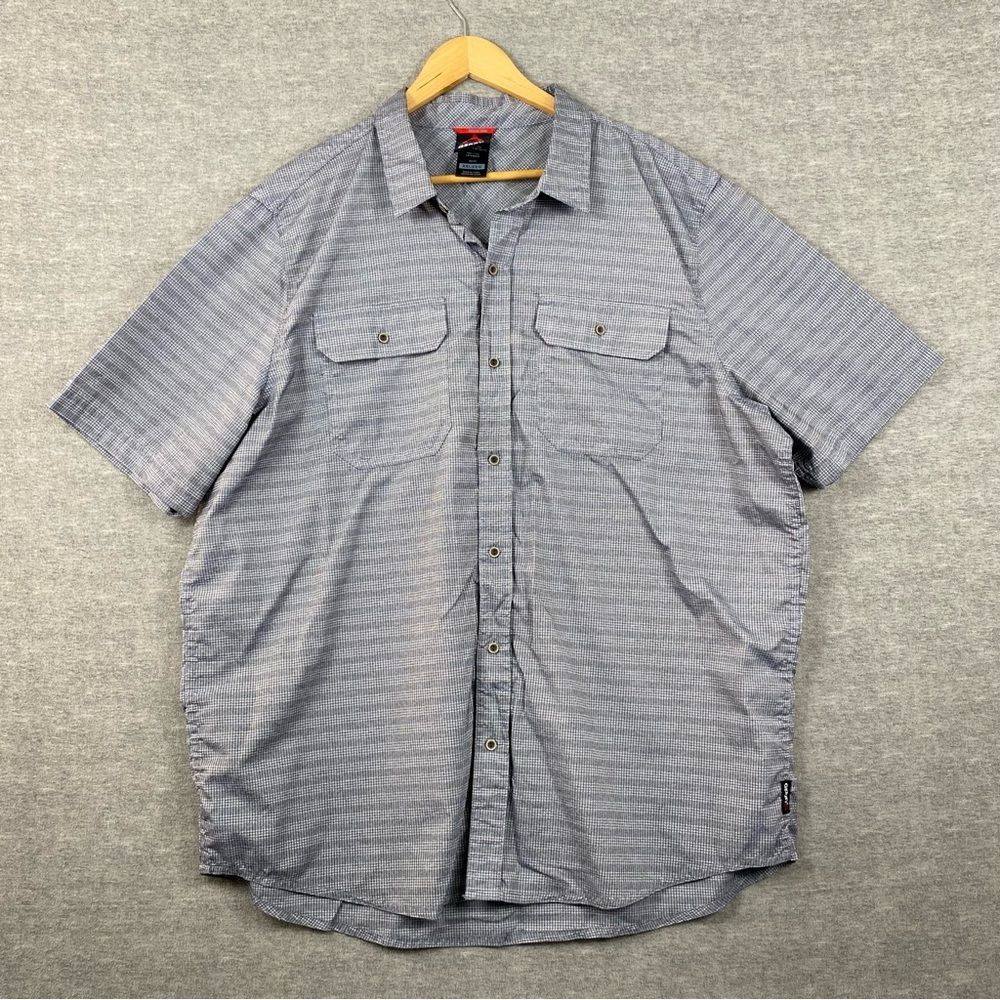Gerry Mens Gray Checkered Short Sleeve Button‎ Down Shirt Size XXL